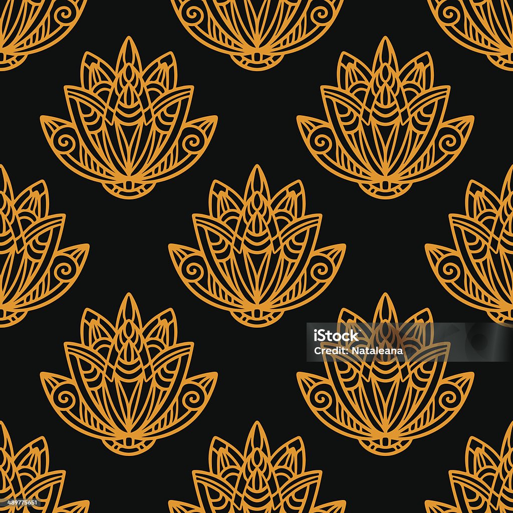 Seamless pattern with lotus flowers in black and gold Seamless pattern with lotus flowers in black and gold - vector artwork Abstract stock vector