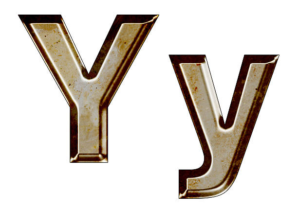 istock Old silver metal alphabet Y,y on white background 489778674