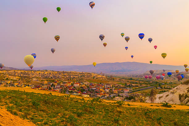 istock Hot air balloon flying in Cappadocia, Turkey 489780672