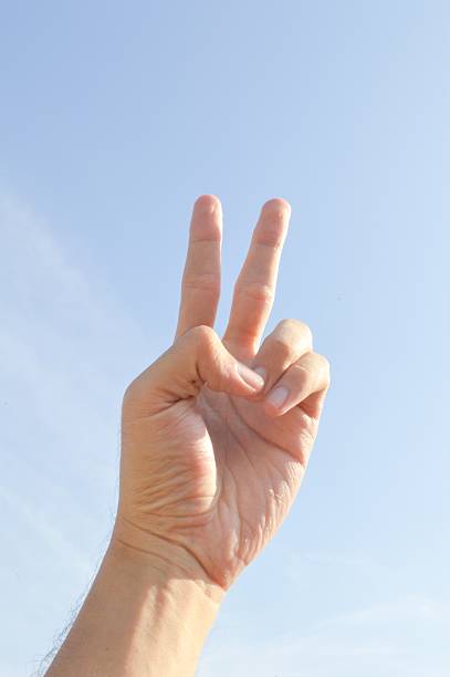 istock Hand with two fingers or victory sign 489784168