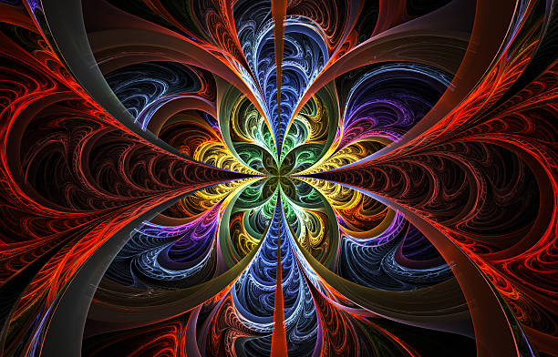 istock abstract multicolored fractal with swirls over black background 489784644