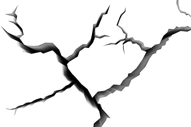 Abstract illustration of the danger, destruction and damage concept: cracks in white surface of white wall or white floor closeup view, abstract 3d illustration