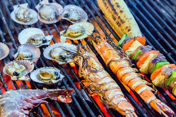 istock Barbecue Grill cooking seafood. 489787090