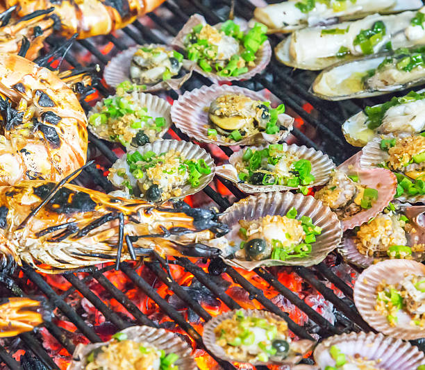 istock Barbecue Grill cooking seafood. 489787338