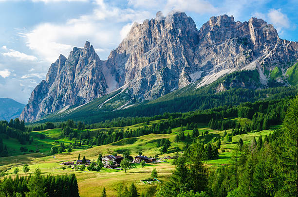 istock Aalpine village and beautiful mountains, Italy 489787962