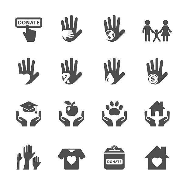 charity and donation icon set, vector eps10 vector art illustration