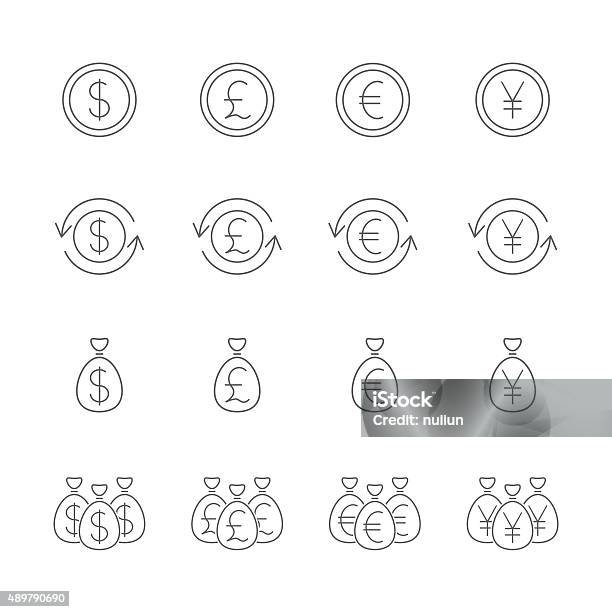 Money Icons Set Stock Illustration - Download Image Now - 2015, Abundance, American Culture
