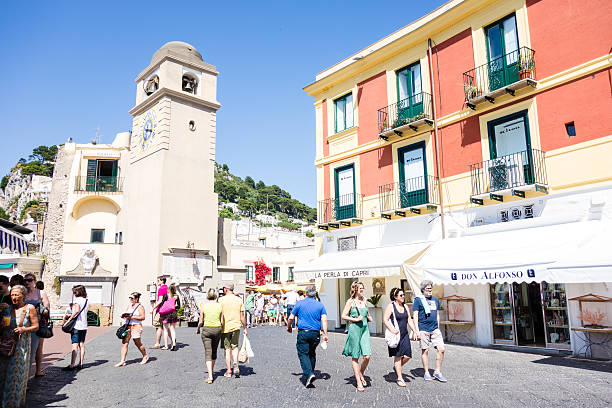 Capri, Italy - June 7, 2014: Main Square of Capri with People