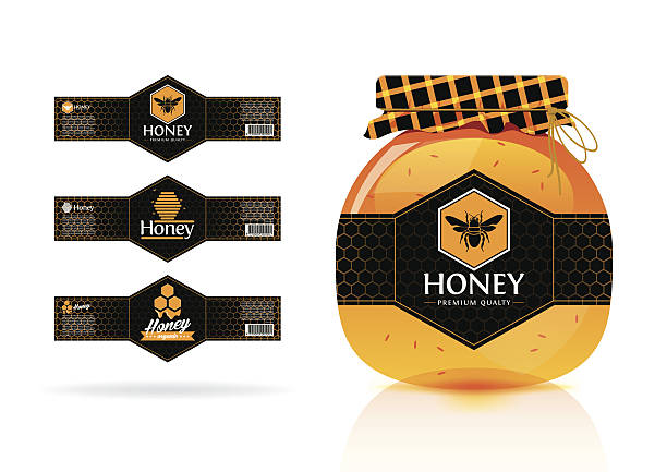 Honey banner - sticker design vector art illustration