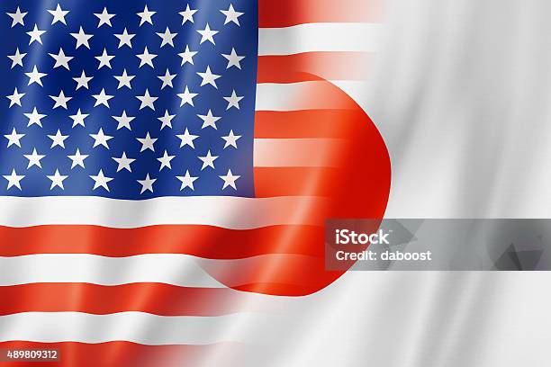 Usa And Japan Flag Stock Photo - Download Image Now - USA, Japan, Japanese Culture