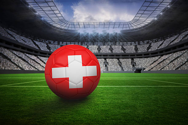 istock Football in swiss colours 489809681