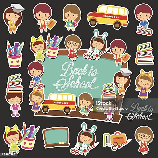 Back To School Big Collection Set Stock Illustration - Download Image Now - Baby - Human Age, Baby Girls, Back to School