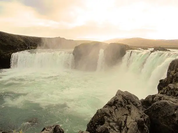 landscape with waterfalls in northern europe