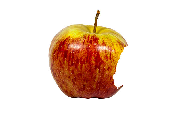istock Bite out of Fresh Red and Yellow Apple 489810263