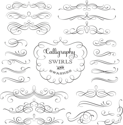 Calligraphic design elements for page decoration.More works like this linked bellow.