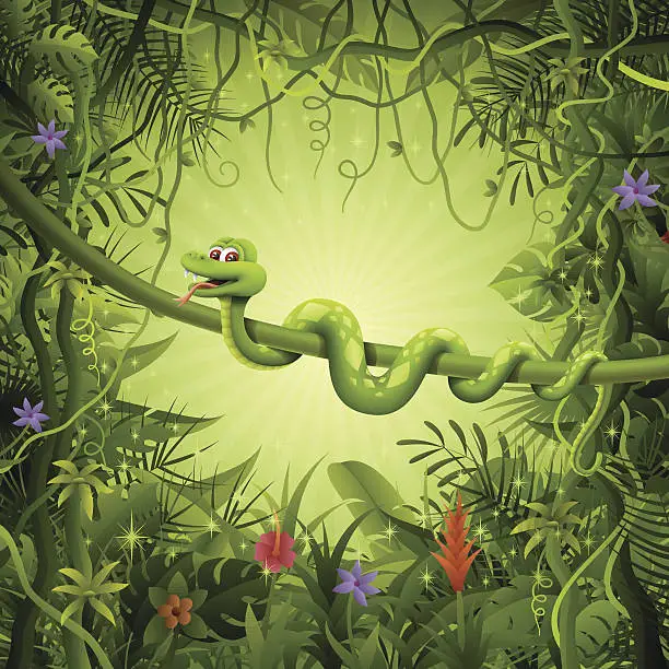 Vector illustration of Snake in the Jungle