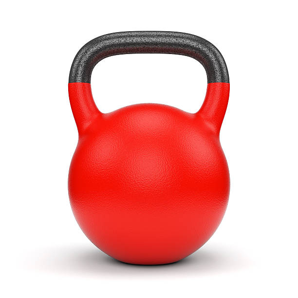 Red weight kettle bell stock photo
