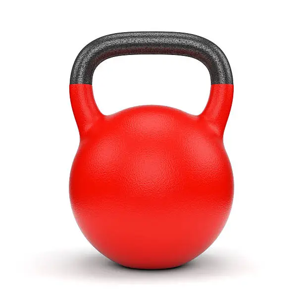 Red gym weight kettle bell isolated on white background