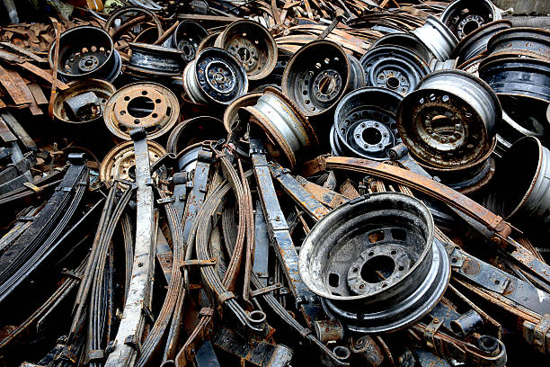 A group of old spare parts for automobiles