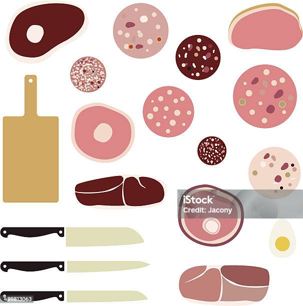 Fleischillustration Stock Vektor Art und mehr Bilder von Speckstreifen - Speckstreifen, Lyoner - Wurst, Chorizo