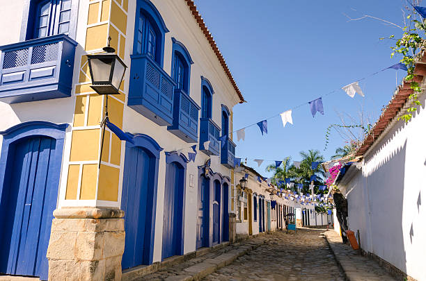 Paraty in Brazil decorated houses in Paraty in Brazil paraty brazil stock pictures, royalty-free photos & images