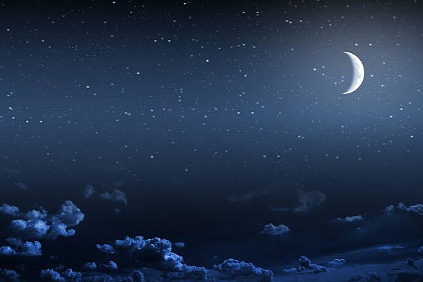 istock Night sky with stars and full moon background 489815154