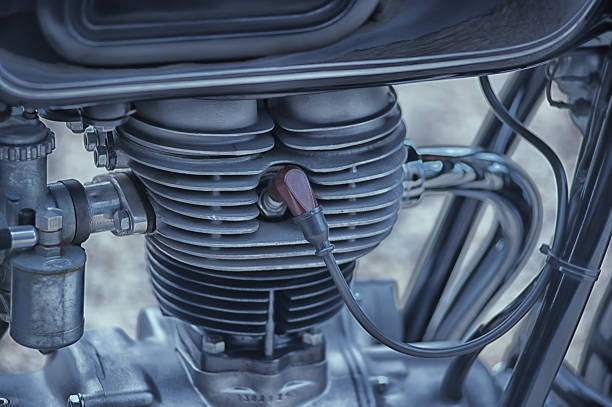 istock vintage motorcycle details closeup, retro style 489830446