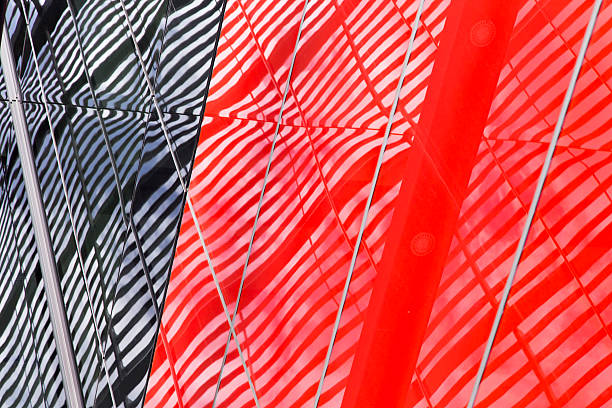 Red flags flying under the blue sky