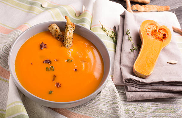 istock Delicious pumpkin soup puree 489831312