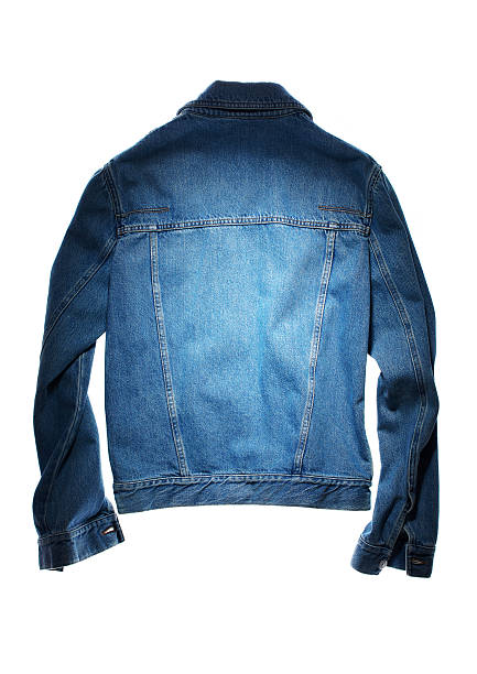 parte posteriore della giacca di jeans blu - denim jacket foto e immagini stock