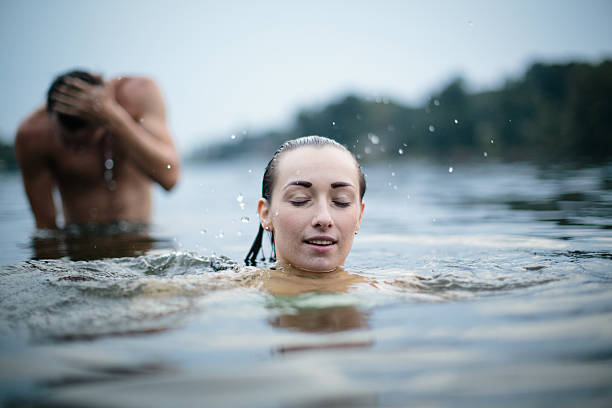 istock Two young teens at the lake 489837326