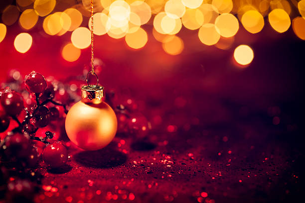 istock Red Christmas - Lights Bokeh Defocused Decoration Gold 489837774