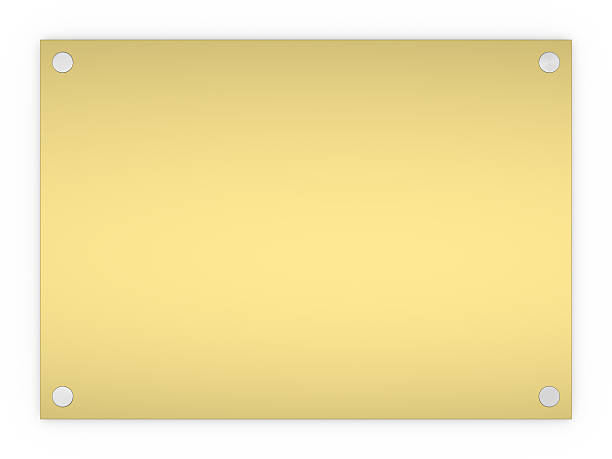 istock Blank gold rectangle sign plaque isolated on a white background. 489838710