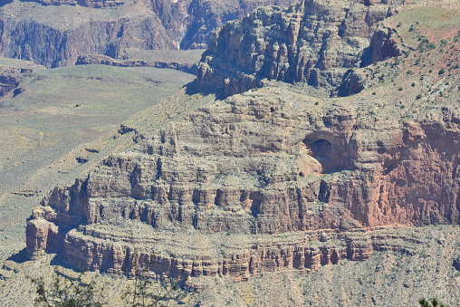 The different rocks and rock layers of the Grand Canyon in Arizona.