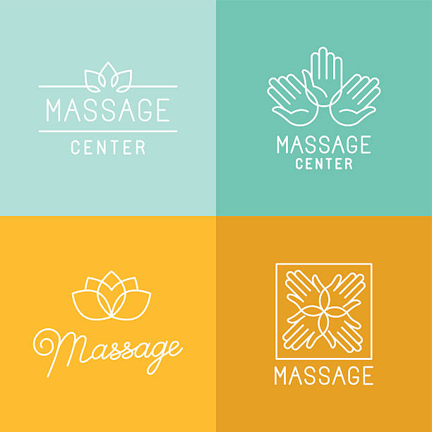 ilustrações de stock, clip art, desenhos animados e ícones de massagem logótipos - massaging human hand massage therapist vector