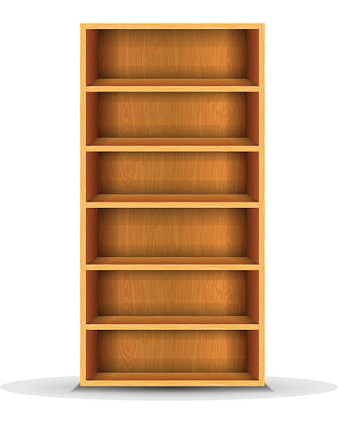 rak kayu vektor - bookshelf ilustrasi stok