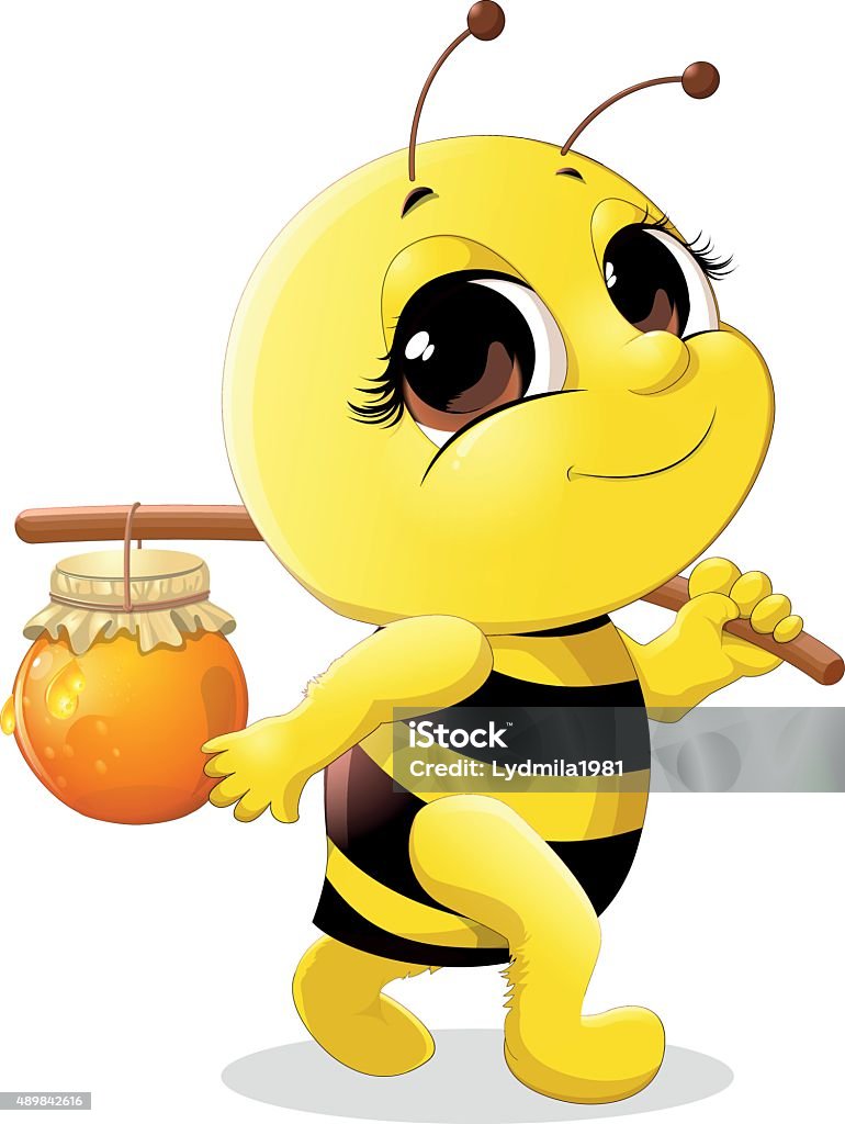 beautiful bee beautiful bee which carries a pot of honey on a stick 2015 stock vector