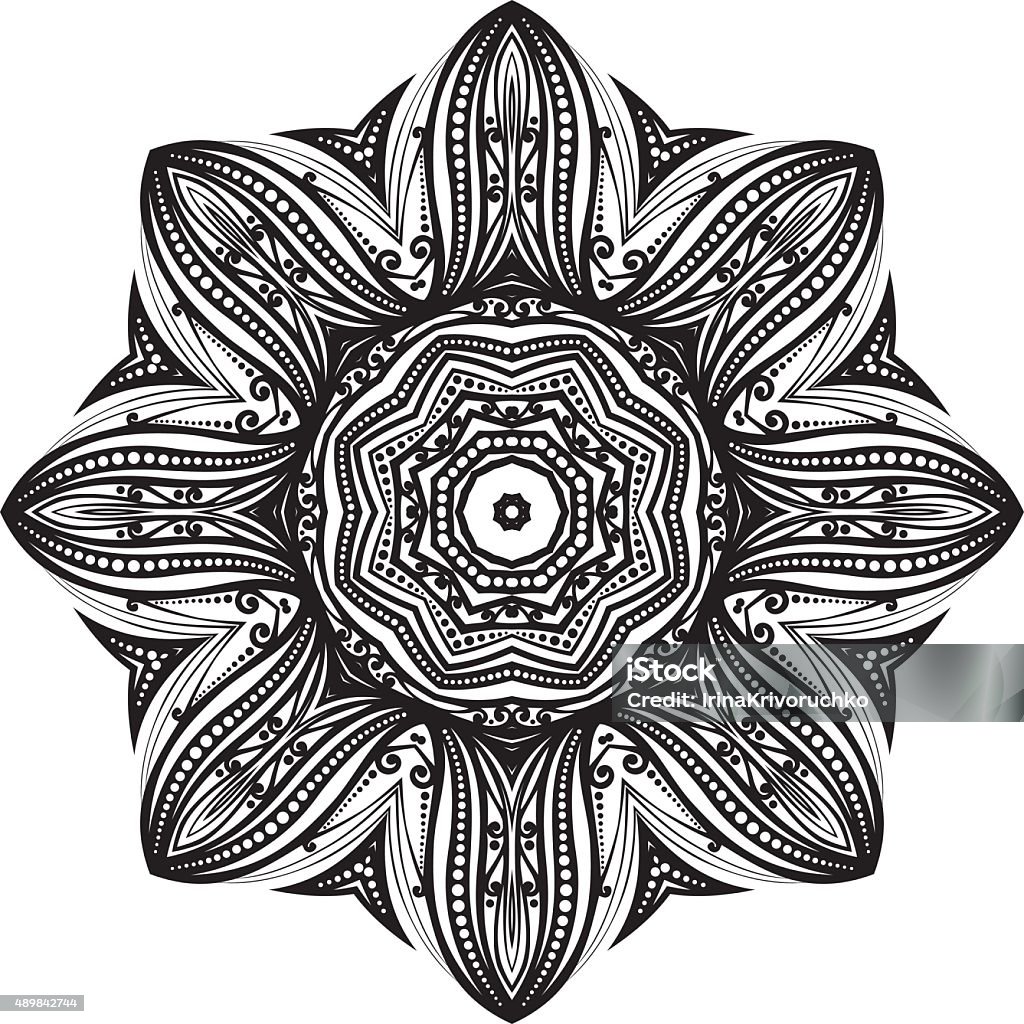 Vector Beautiful Deco Black Mandala Vector Beautiful Deco Black Mandala, Patterned Design Element, Ethnic Amulet Black And White stock vector