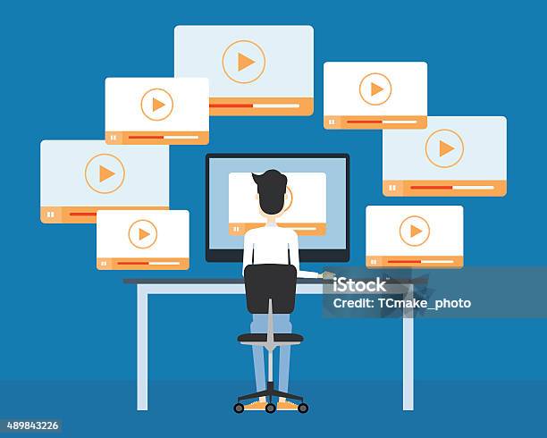 Business Video Marketing Content Online Concept Stock Illustration - Download Image Now - Home Video Camera, Video Still, Part Of