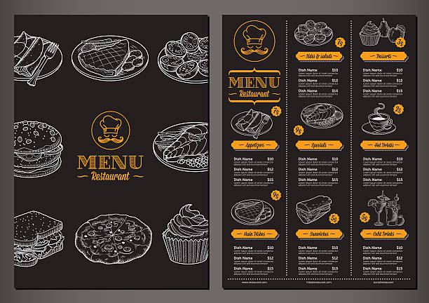 illustrazioni stock, clip art, cartoni animati e icone di tendenza di vettore ristorante menu - food lunch vegetable pattern