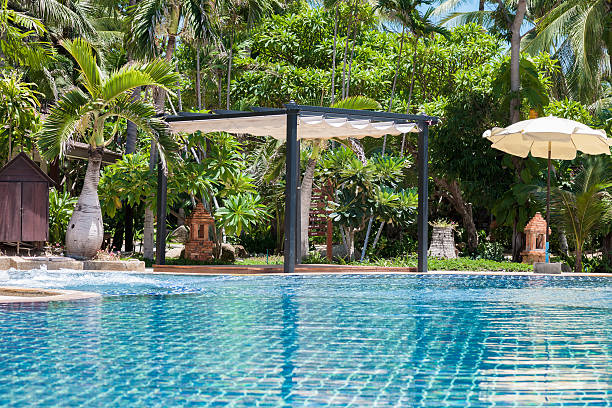 istock Swimming pool at modern luxury hotel, Samui, Thailand 489844546