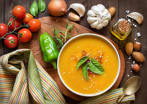 istock Fresh pumpkin soup with and vegetable 489844578