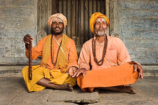 istock Sadhu - indian holymen sitting in the temple 489844952