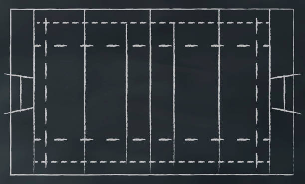 럭비 필드에 chalkbord - rugby field stock illustrations
