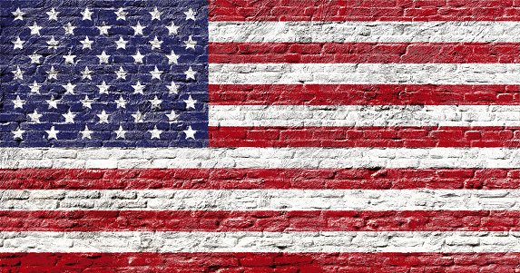 United states of America - National flag on Brick wall