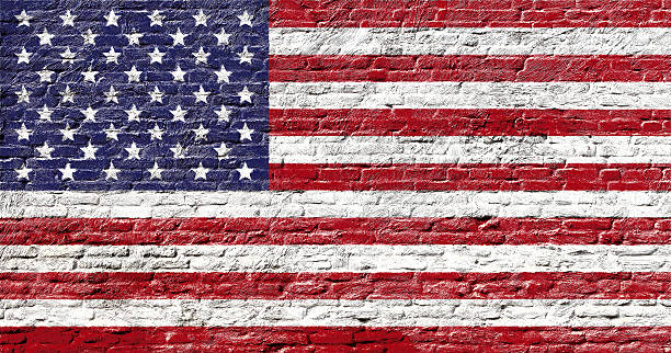 United states of America - National flag on Brick wall stock photo