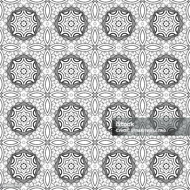 Vector Seamless Vintage Black And White Lace Pattern Stock Illustration - Download Image Now