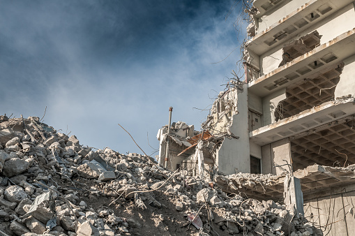 Rubble after building is demolished