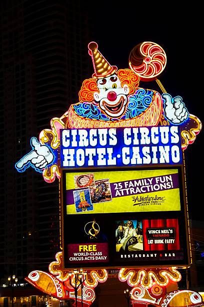 Las Vegas, USA - May 23, 2014: View of the famous Circus Circus Hotel and Casino from the 'Strip' at night.