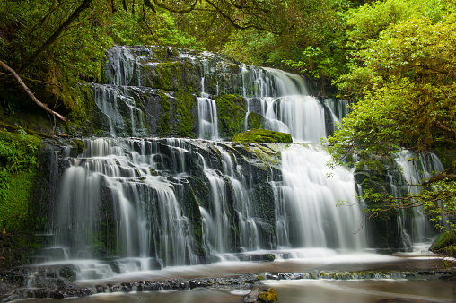 Purakaunui Falls is a beautiful small waterfall on the Catlins (South of the Southern island), New Zealand